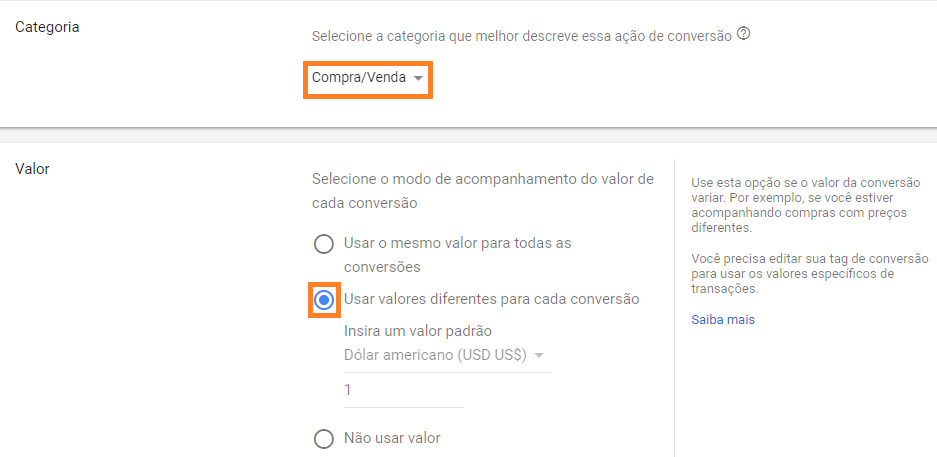 1. Crie uma ação de conversão - Google Ads Ajuda